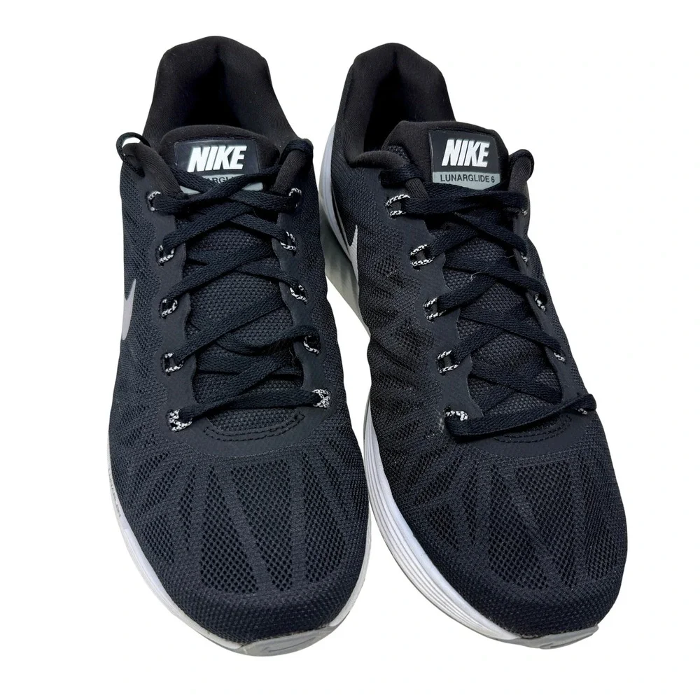 Nike LunarGlide 6 Running Shoes Black‎ White 654434-001 Size Women's 10
